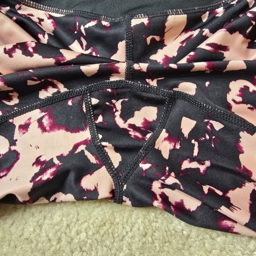 Z by Zella Womens Pink Charcoal Gray Abstract Floral Leggings Medium - Picture 4 of 8
